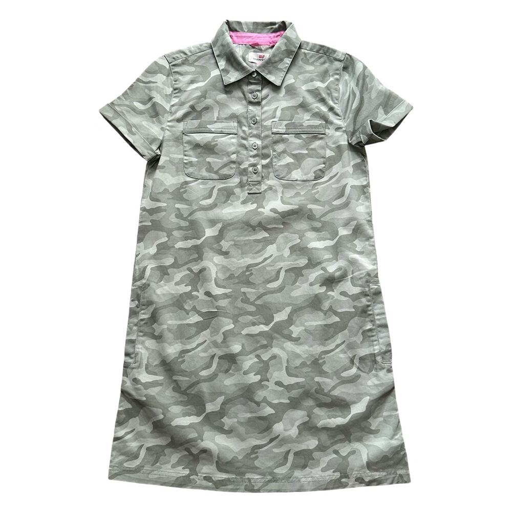 Vineyard Vines Girls Margo Camo Utility Dress L NWT
